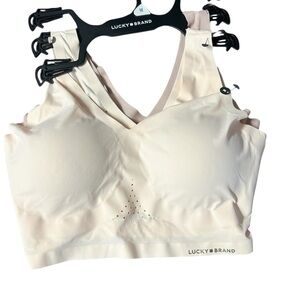 Lucky Brand Women’s 2 pack Cream & Pink Seamless Bra Sz Medium